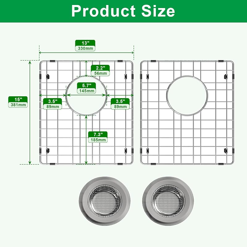 Protectores fregadero acero inox 15x13" con drenaje