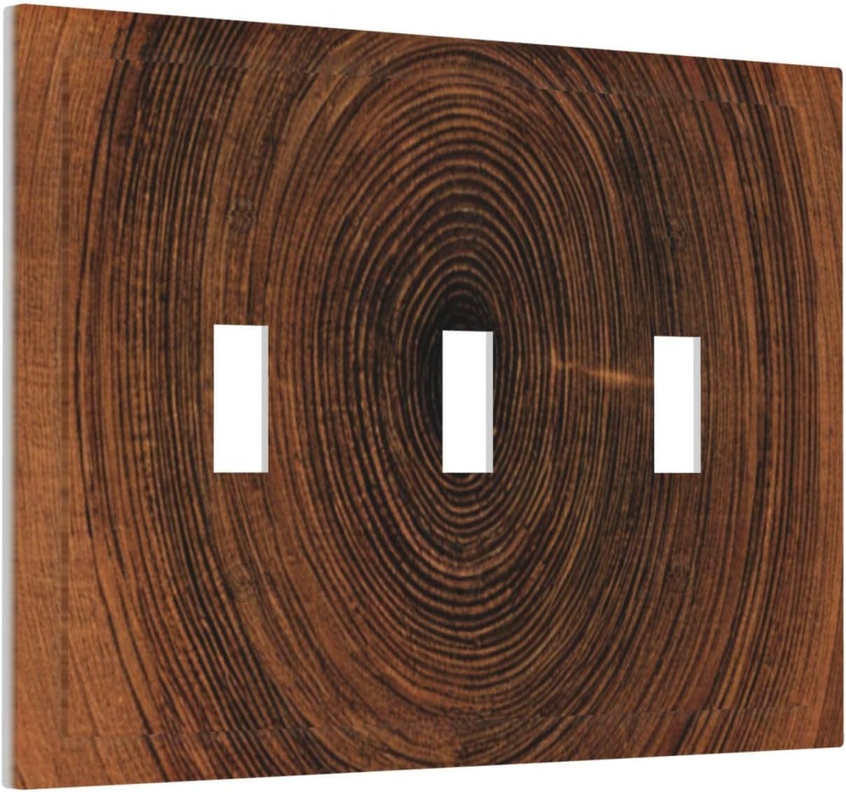 Placa interruptor madera granos marrón estilo granja 3 gang