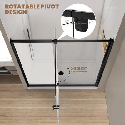 Puerta ducha pivotante vidrio templado 50-54x74pulg