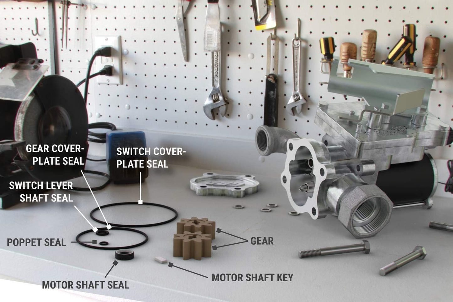 Kit servicio llave eje motor 2 engranajes sellos