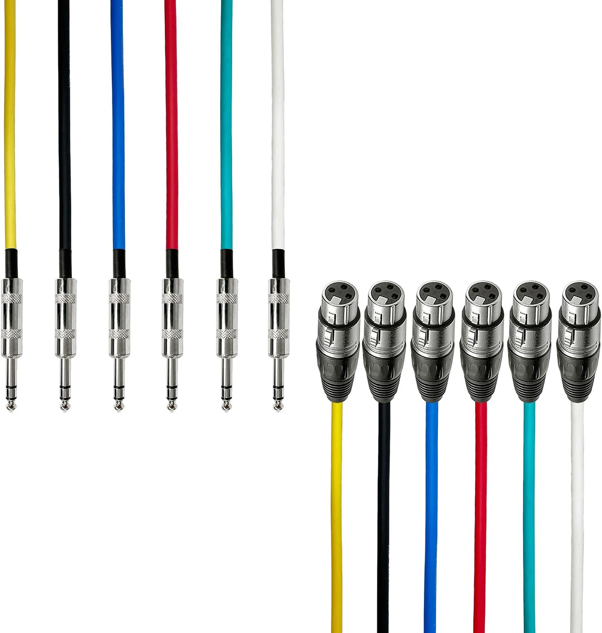 Cable XLR hembra a 1/4 TRS 3 pies 6 pzas color