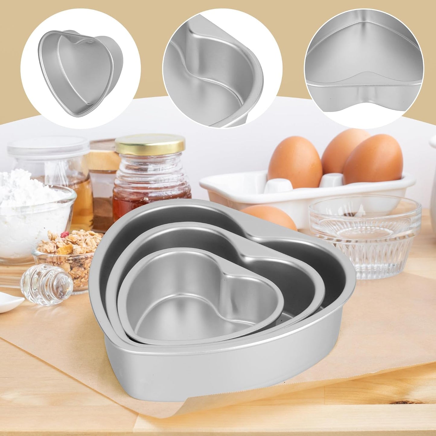 2 Moldes Corazón 8pulg Aluminio para Hornear Bodas