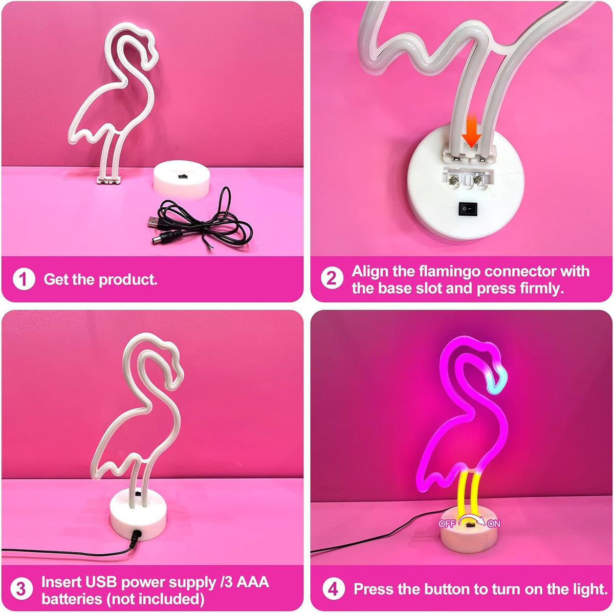 2 Letreros Neón Rosa y Palmera USB para Niñas