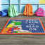 Alfombra aula infantil 4x6ft rojo y azul con texto