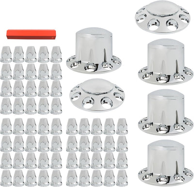 6 Cubiertas Rueda Cromadas Semirremolque 33mm Tuercas
