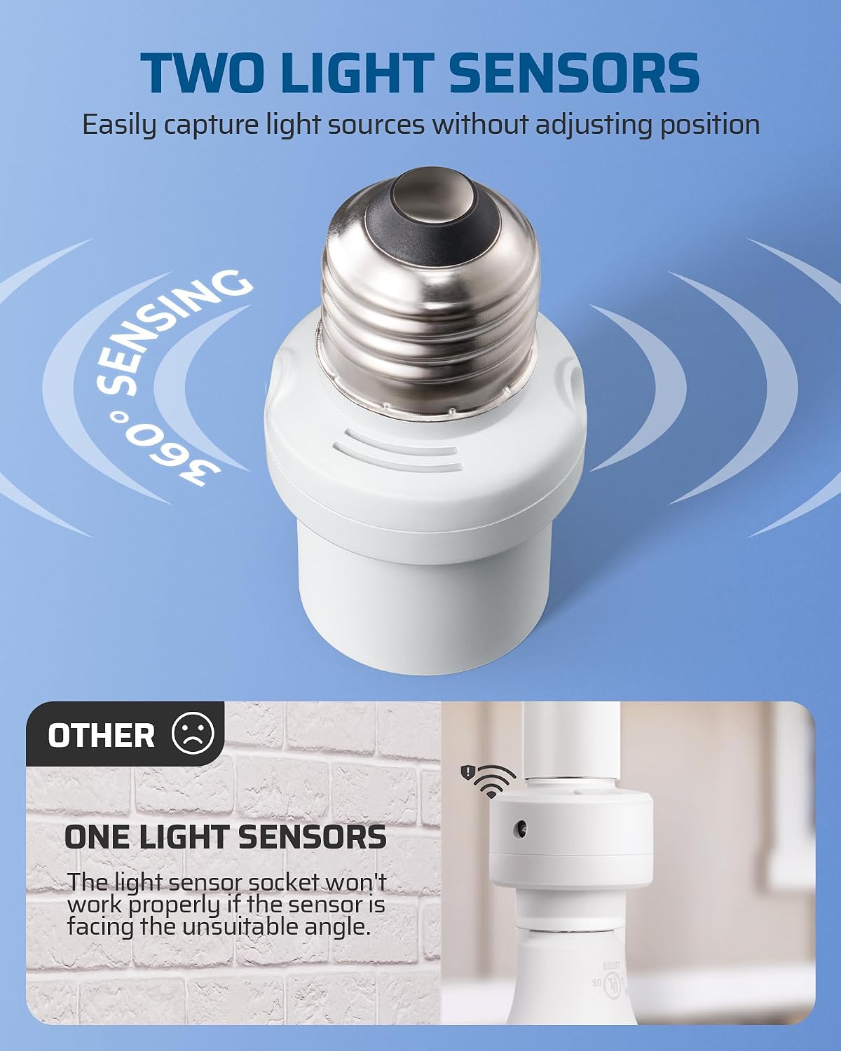 Toma sensor luz doble E26/E27 automática amanecer atardecer