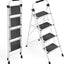 Escalera plegable 4 escalones pedal antiderrap color blanco