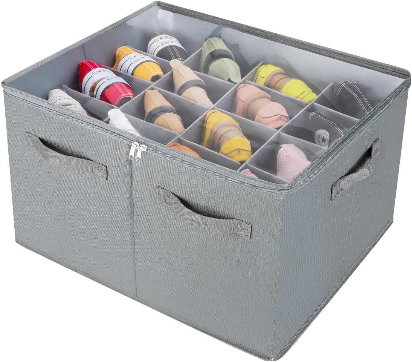 Organiz. zapatos plegable con cubierta transparente