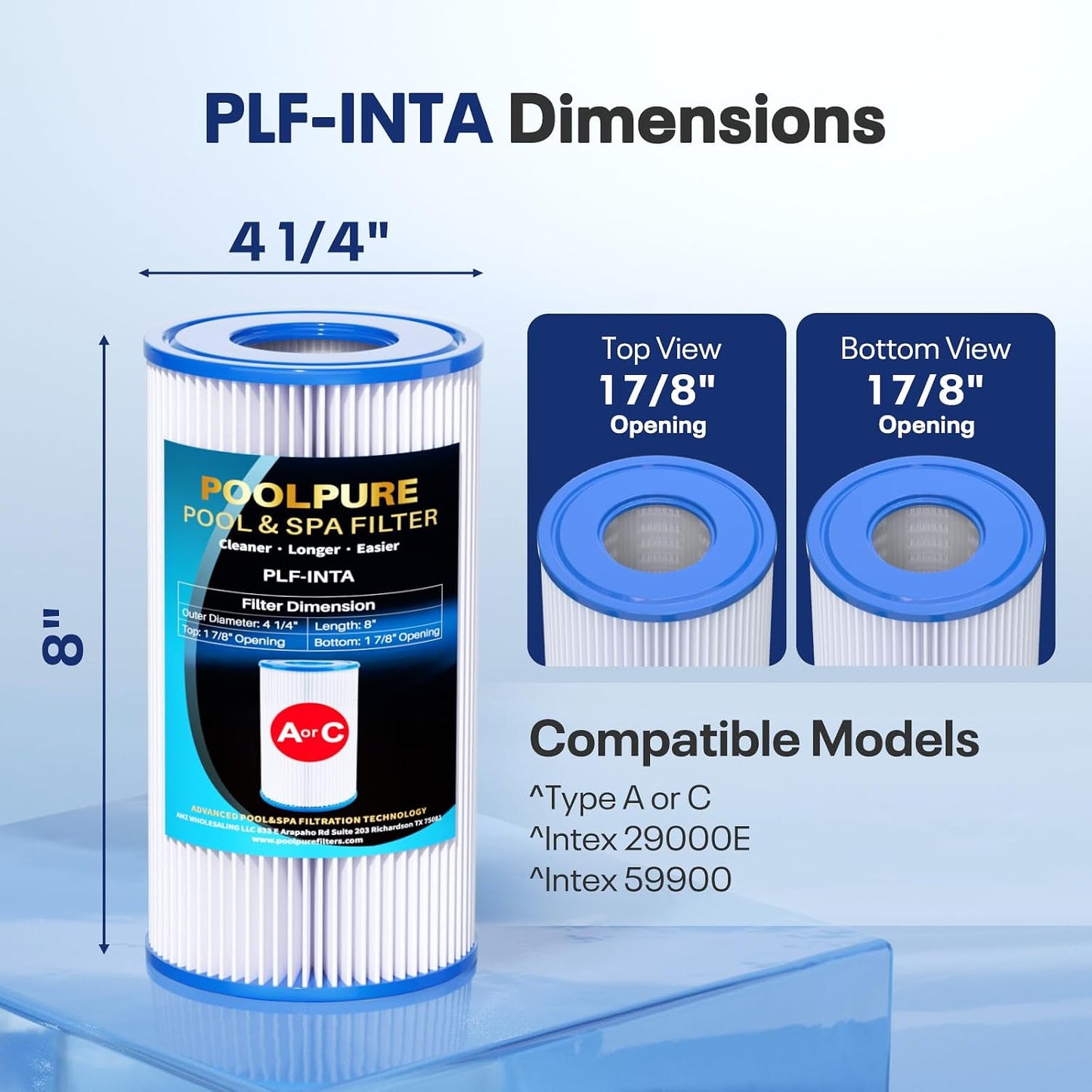 Filtro piscina tipo A/C/III reemplaza Intex 29000E 6 Pzas
