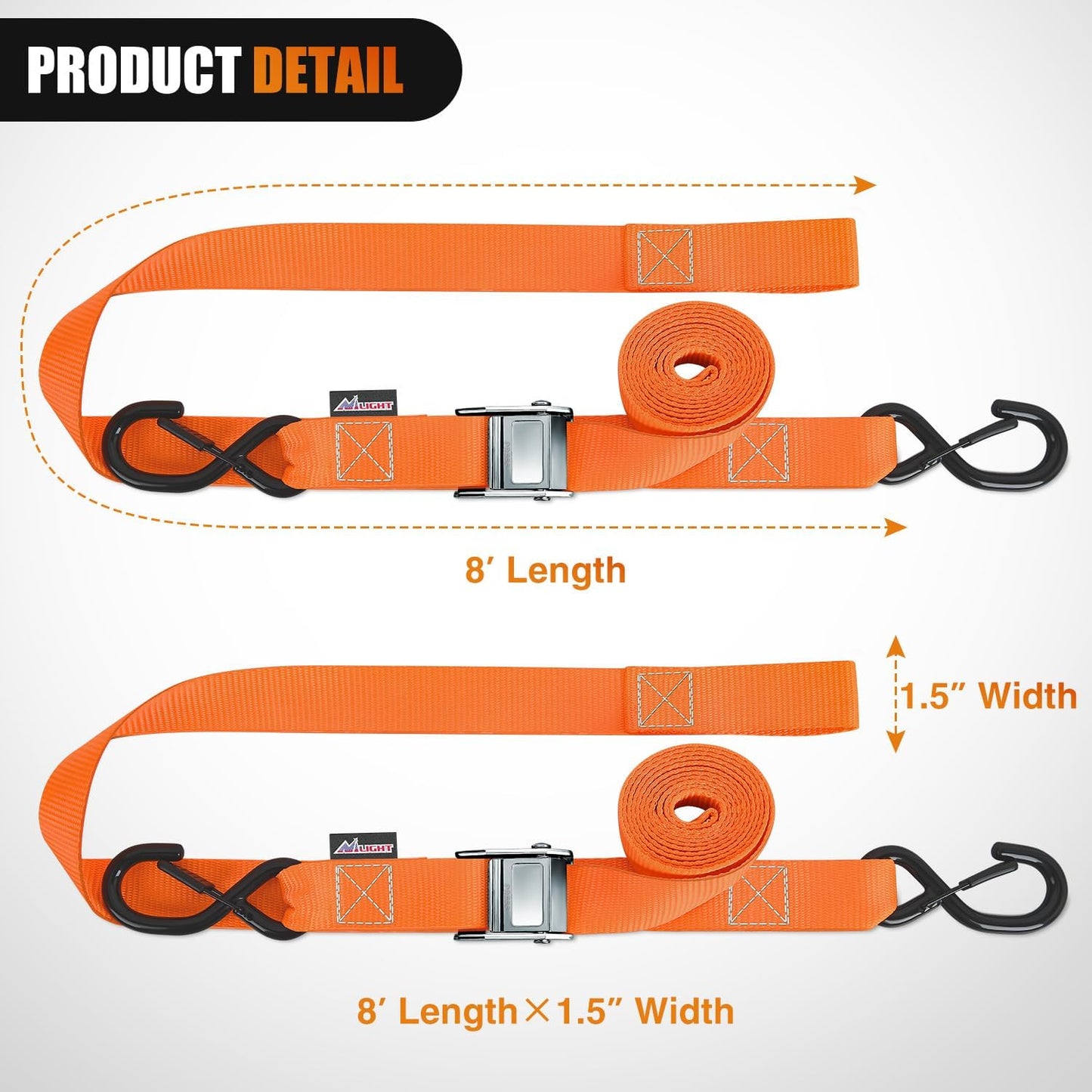 Correas amarre motocicleta 3.81cmx2.44m hebilla resistente