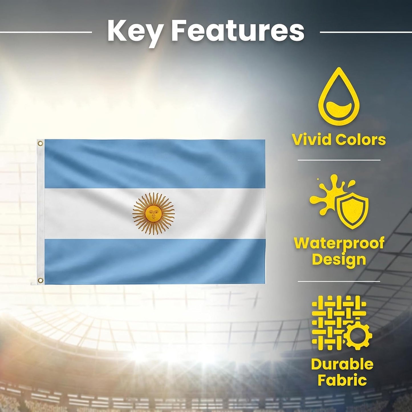 2 Banderas Argentina 3x5ft Poliéster Resistentes Eventos