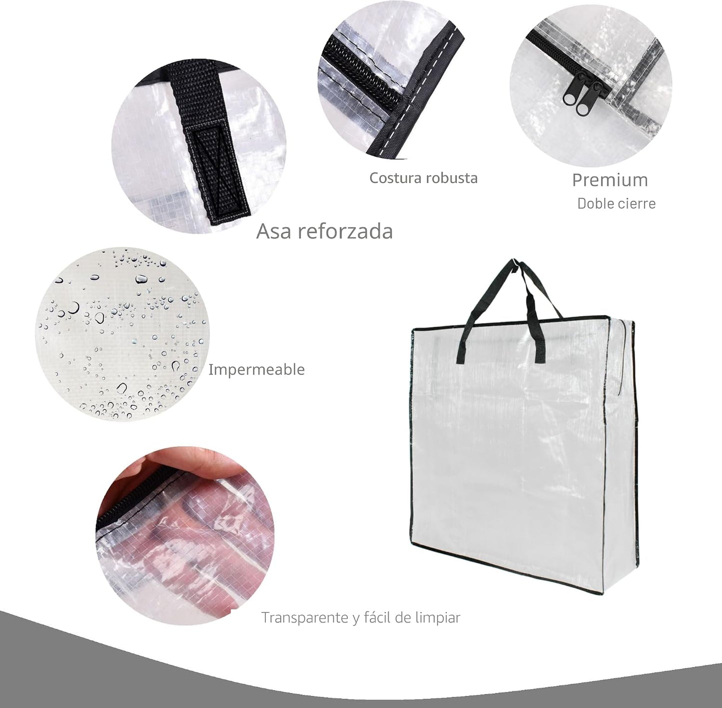 Bolsas transparentes con cremallera asas para almacenamiento