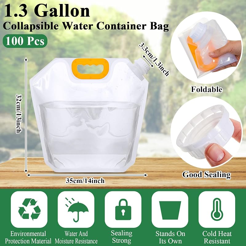 Bolsa almacenamiento agua 1.3gal plástico transparente