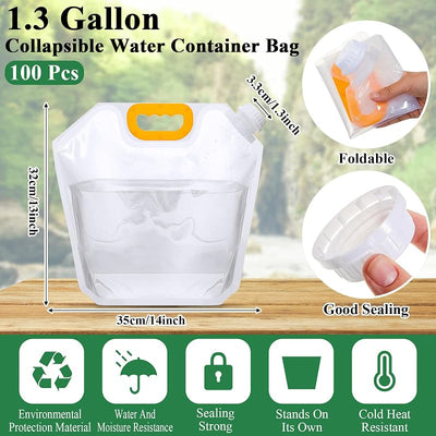 Bolsa almacenamiento agua 1.3gal plástico transparente
