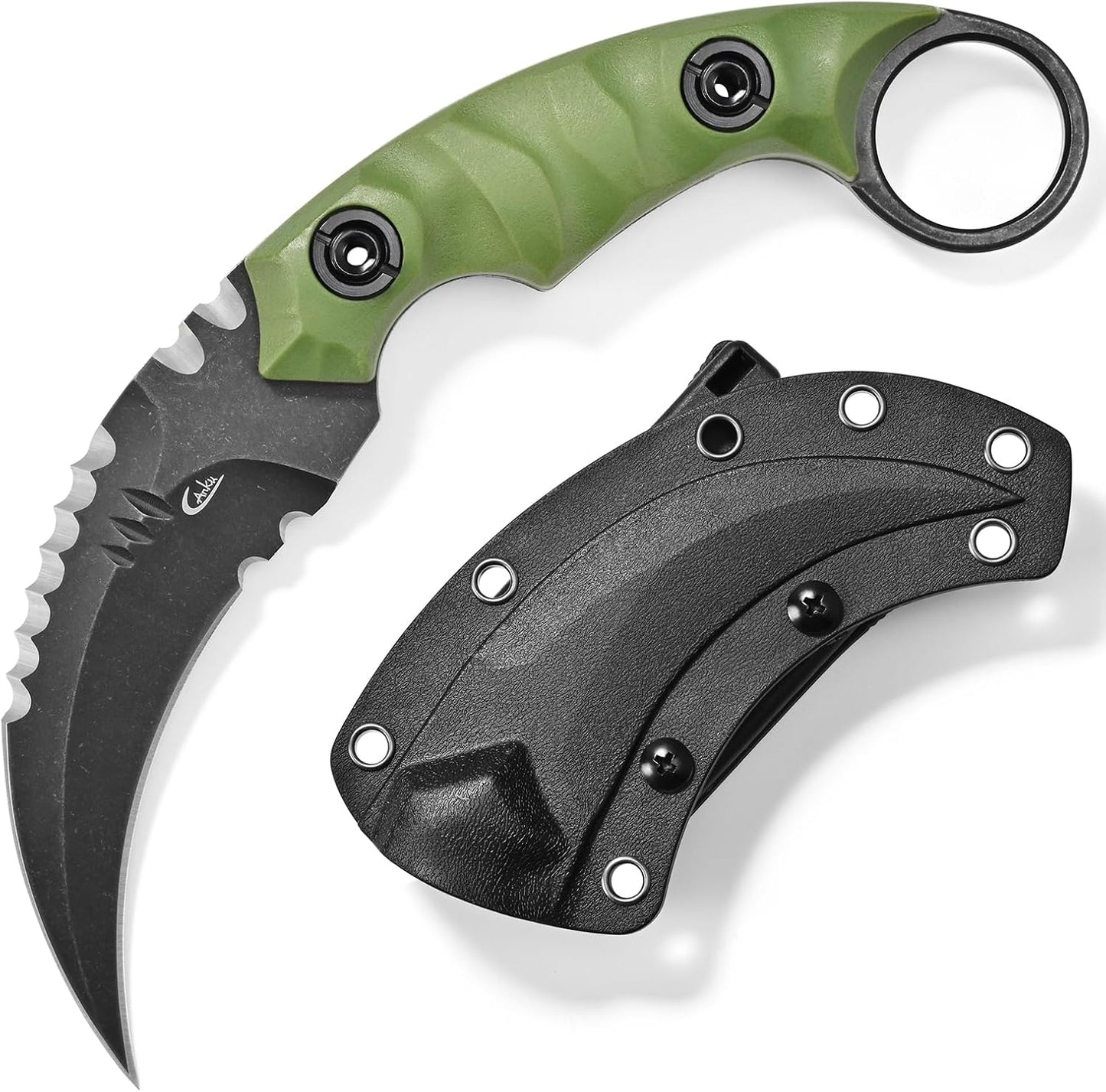 Cuchillo D2 acero fibra vidrio Kydex verde EDC
