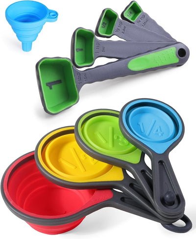 Juego 8 Pzas Tazas y Cucharas Medidoras Plegables