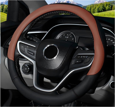 Funda cuero volante 15pulg antideslizante universal para autos