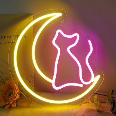 Letrero neón gato mágico Sailor Moon para dormitorio niñas