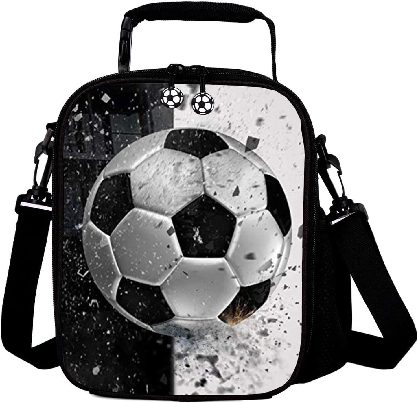 Bolsa almuerzo fútbol térmica impermeable negro