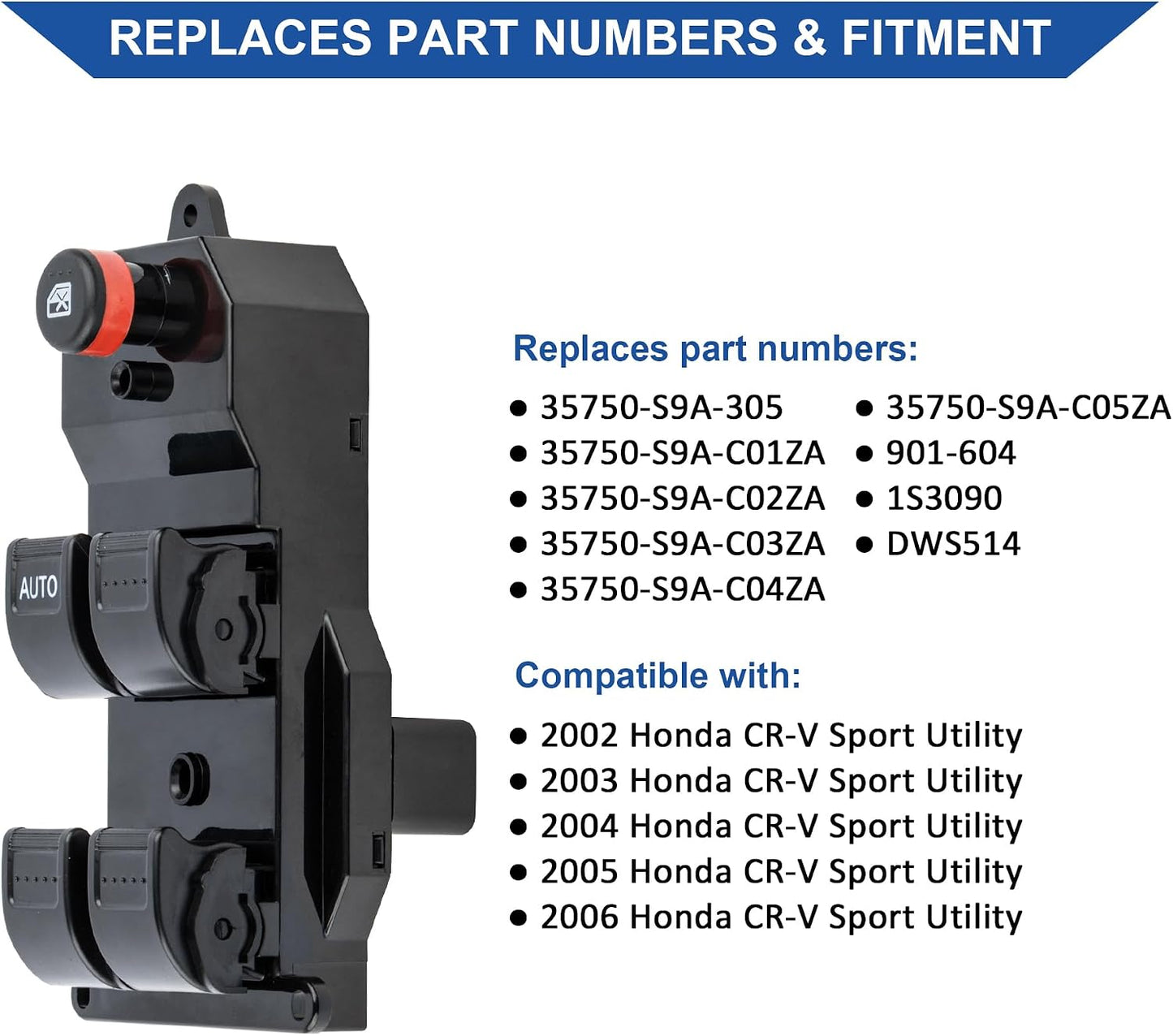 Interruptor eléctrico ventana Honda CR-V comp 35750-S9A-305