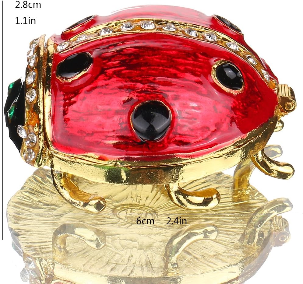 Caja joyas con animales metal esmalte bisagras