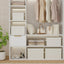 Cesta tela con tapa apilable plegable 4 pzas beige