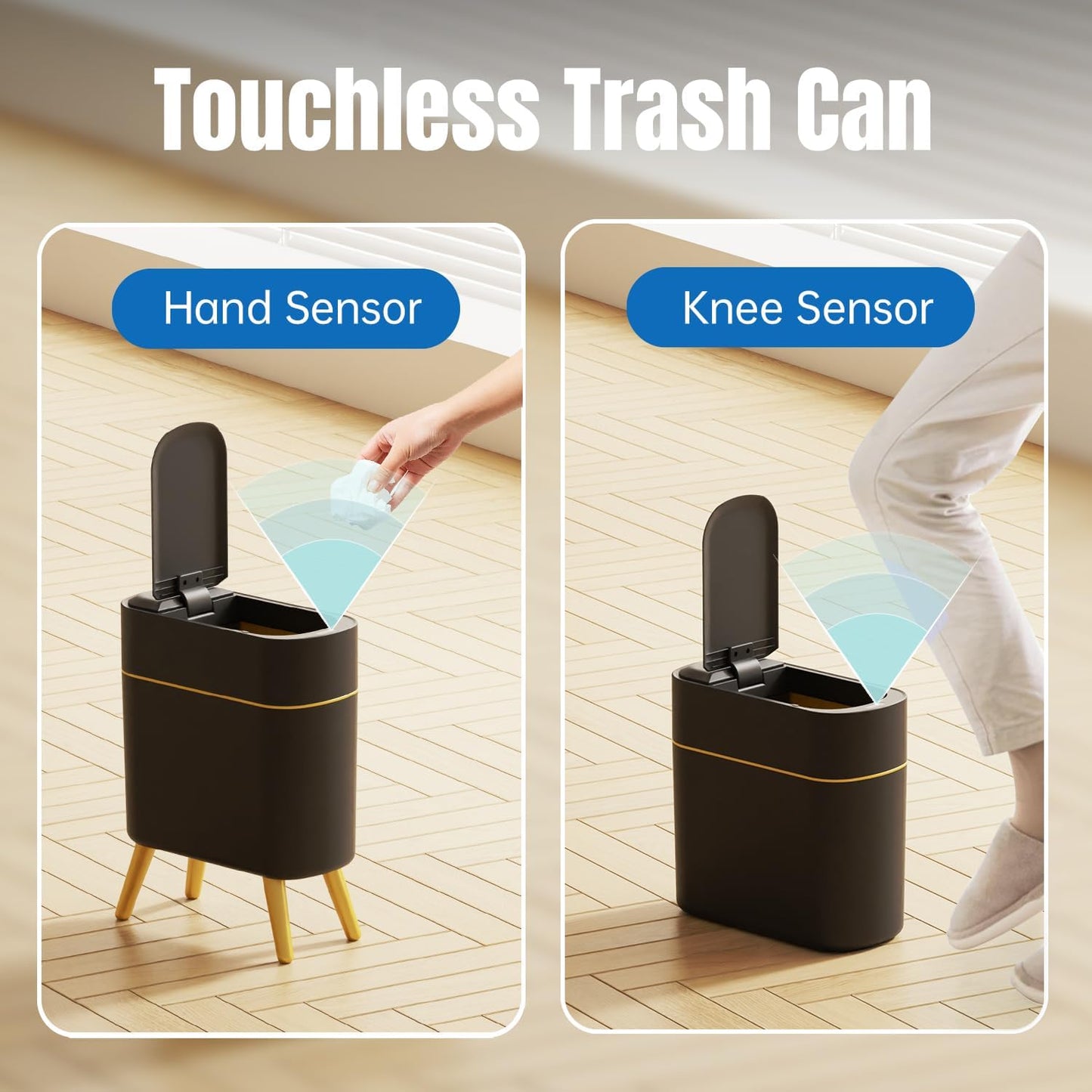 Papelera sensor movimiento plástico estrecha baño dormitorio