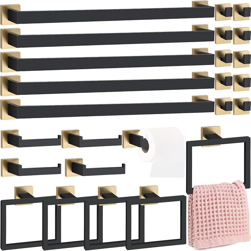 Set 25 Pzas Ferretería Baño Acero Inox Toallero y Ganchos