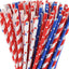 Pajitas biodegradables con bandera USA 100 pzas rojo azul blanco