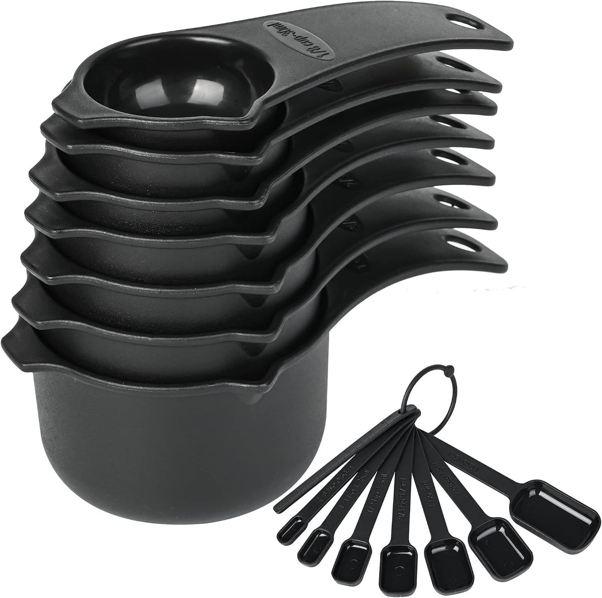 Set 15 Tazas y Cucharas Medidoras Plástico Seco para Hornear
