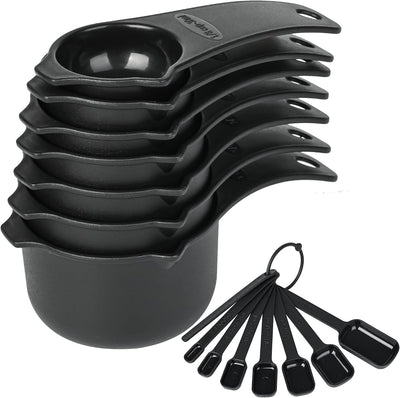 Set 15 Tazas y Cucharas Medidoras Plástico Seco para Hornear