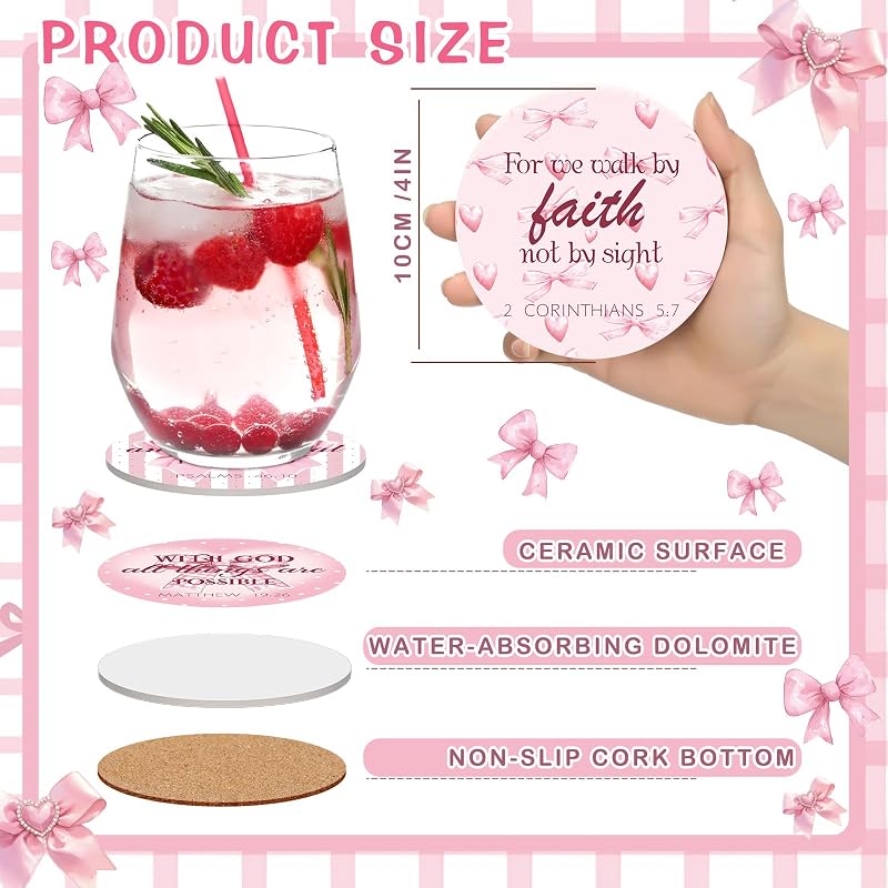 8 Pzas Posavasos Lazo Rosa San Valentín