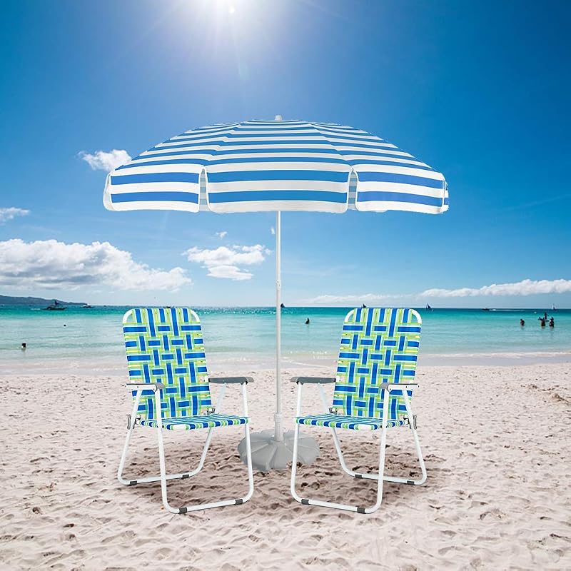 2 Sillas plegables malla para patio playa camping azul
