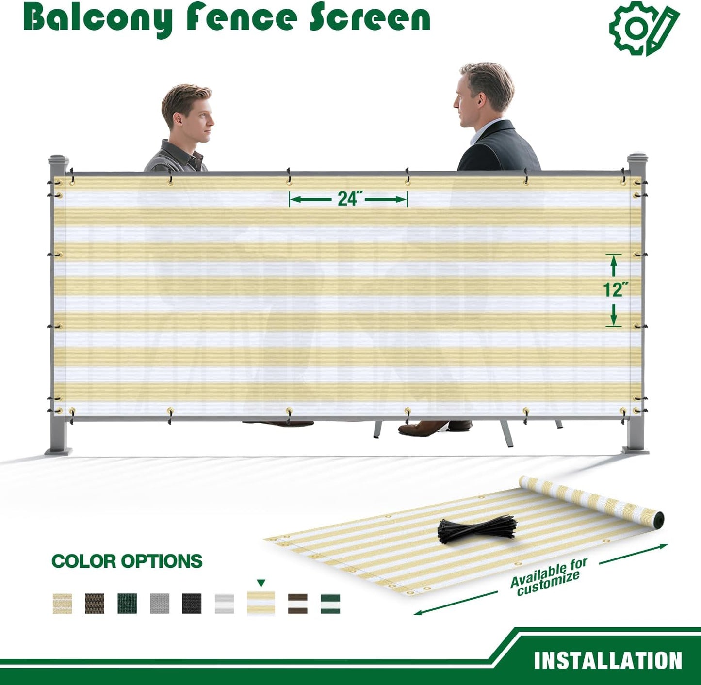 Cubierta malla para balcón barandilla terraza 3x50pies beige