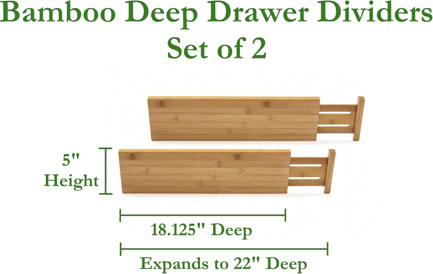 Set 2 divisores bambú cajón cocina marrón