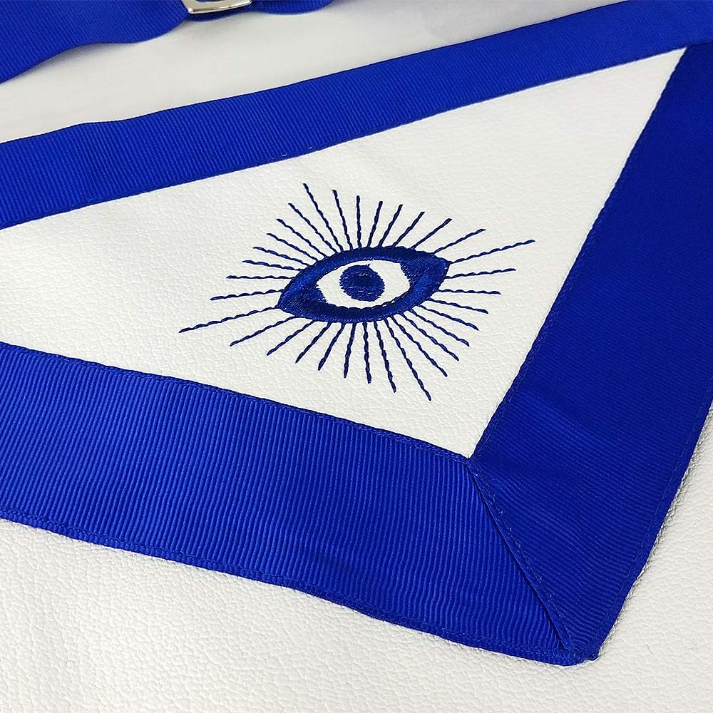Delantal Masónico Cuero Sintético Azul Cinta Grosgrain Bordes
