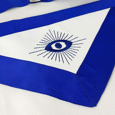 Delantal Masónico Cuero Sintético Azul Cinta Grosgrain Bordes