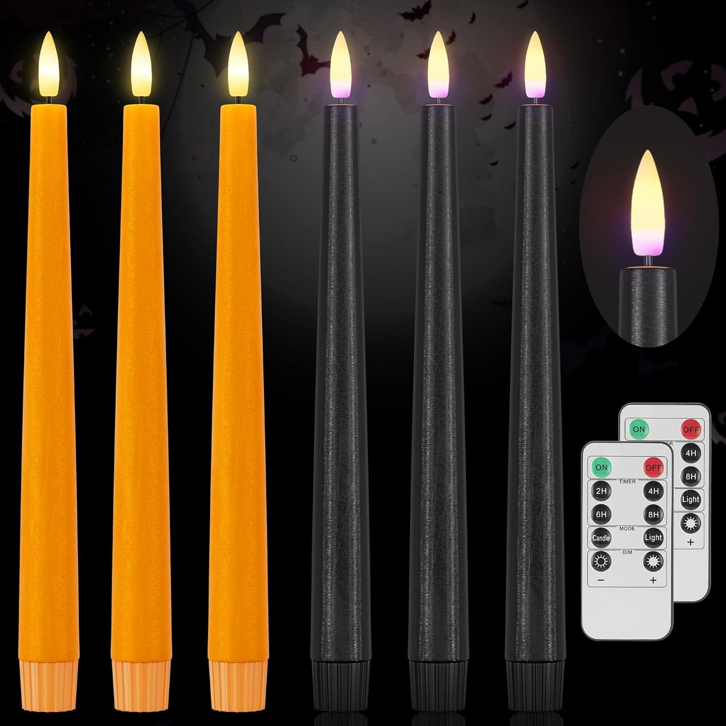 Velas LED Halloween con controles remotos y temporizador