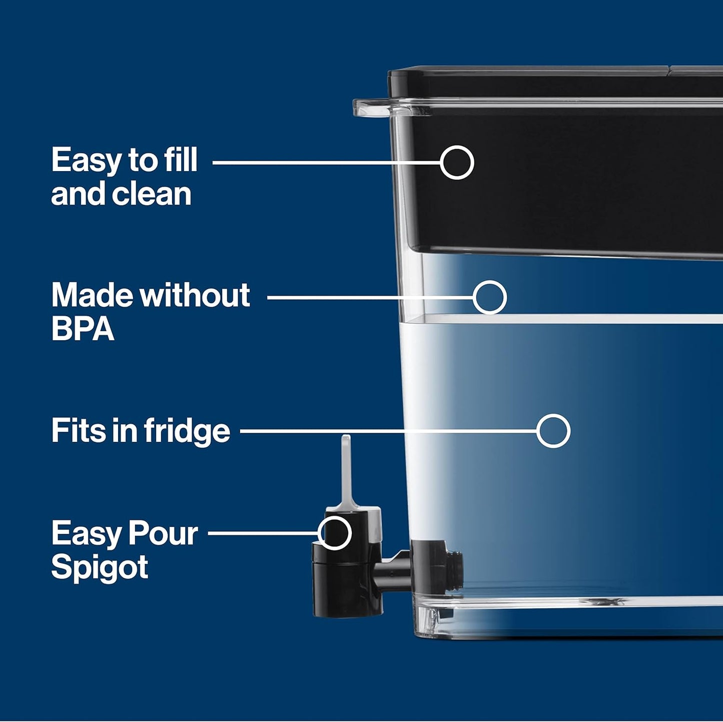 Dispensador filtro agua XL 3 filtros elite sin BPA negro