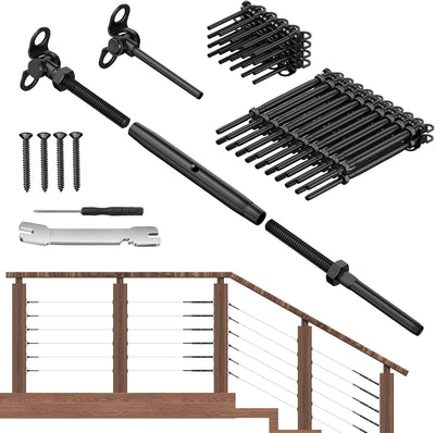Juego 20 pares barandillas acero inox 1/8pulg 180° para postes
