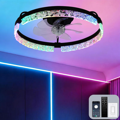 Ventilador techo araña LED regulable comedor dormitorio negro