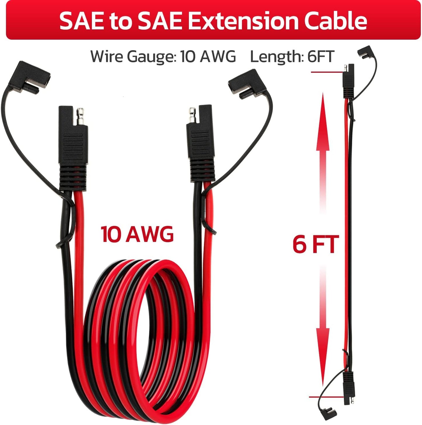 Cable extensión SAE 10 AWG 6 pies con clavijas para automóvil