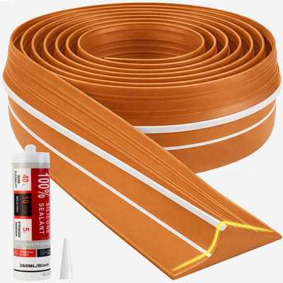 Kit tira sellado umbral puerta garaje 10ft goma impermeable naranja