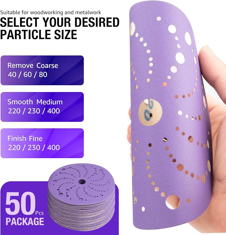 Discos lijado cerámica 6" 800grano 50uds con gancho