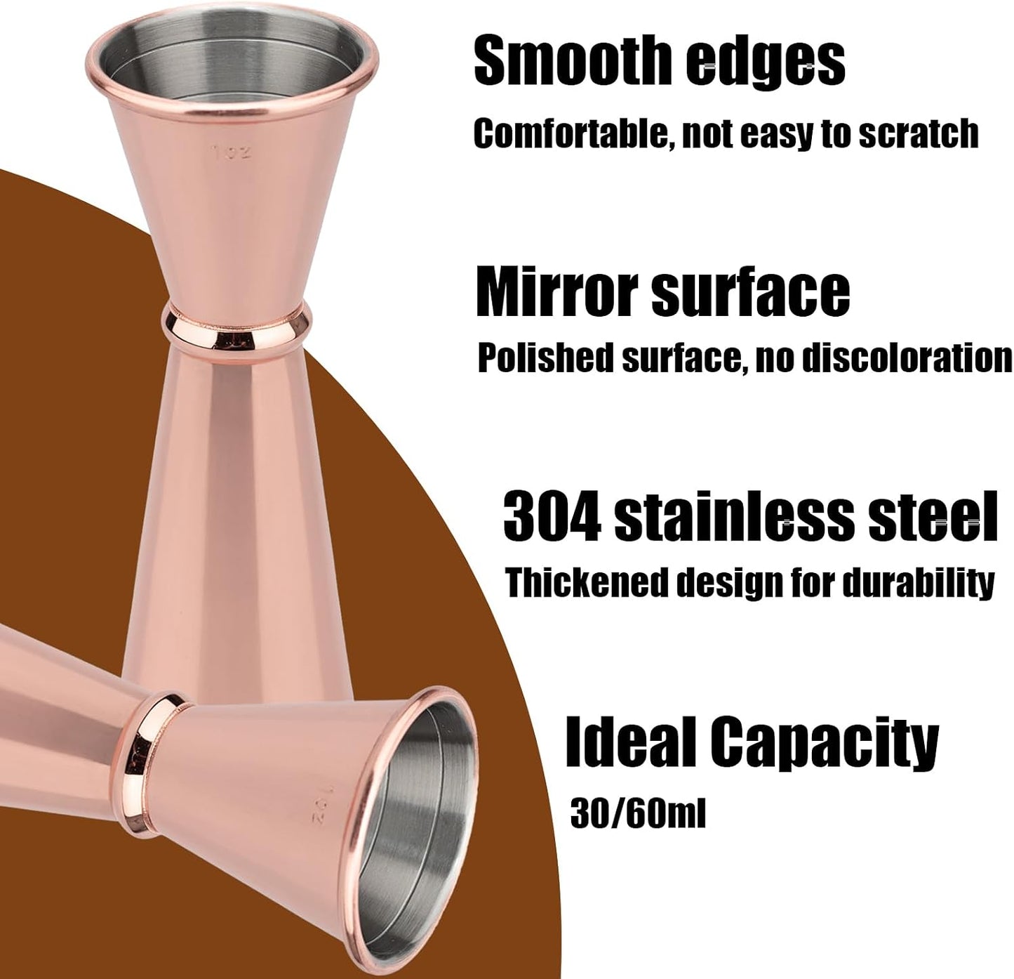 Jigger acero inox 304 1-2oz para bartending rosa