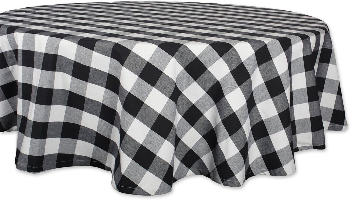 Mantel redondo Buffalo Check 70pulg blanco y negro