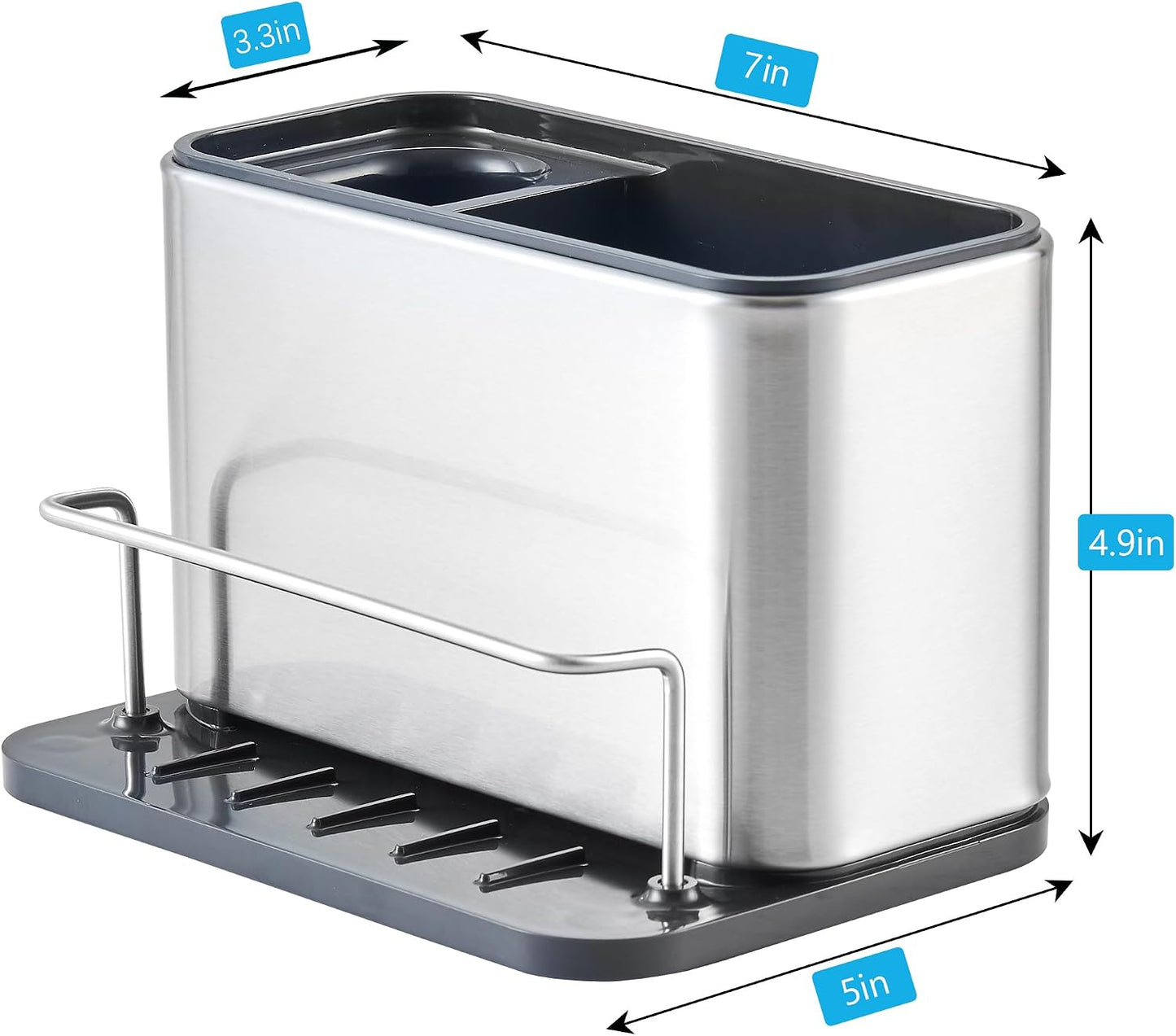 Organiz. fregadero acero inox compacto con compartimentos
