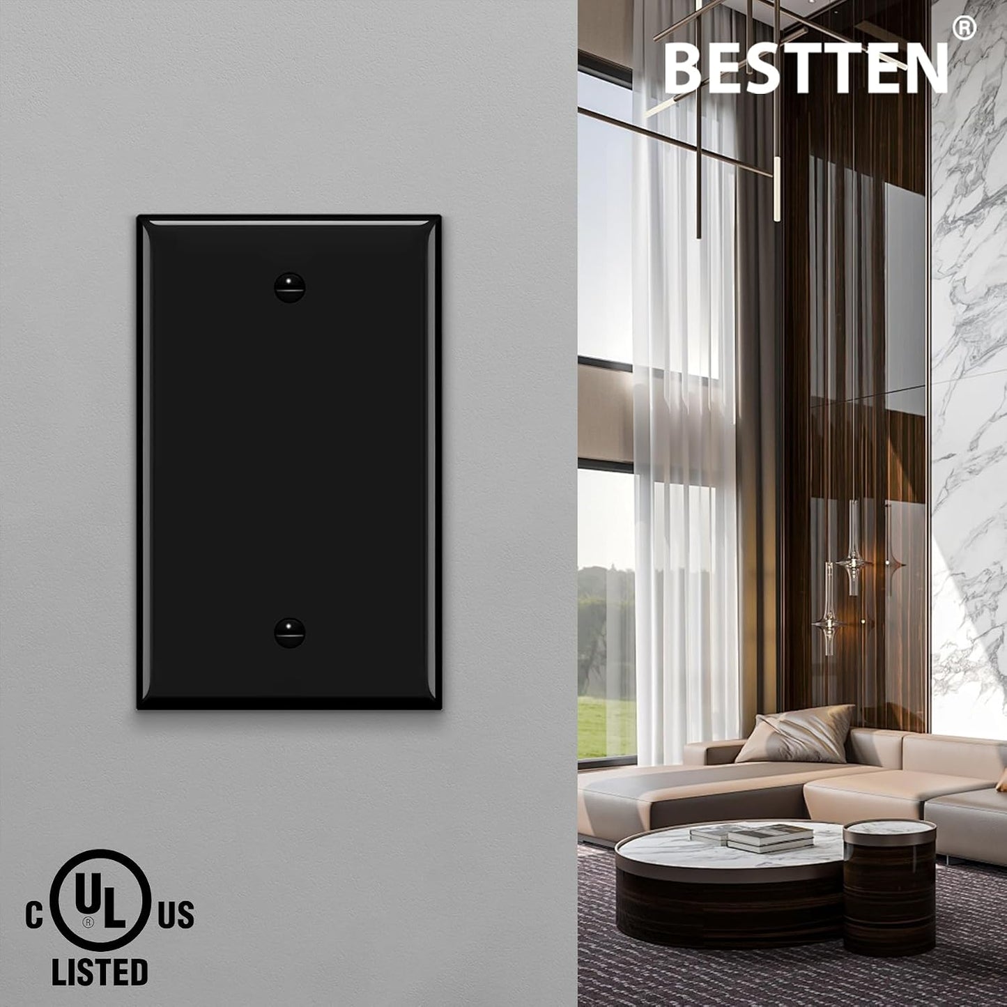 Placa pared blanco 4.53x2.76pulg cubierta termoplástica