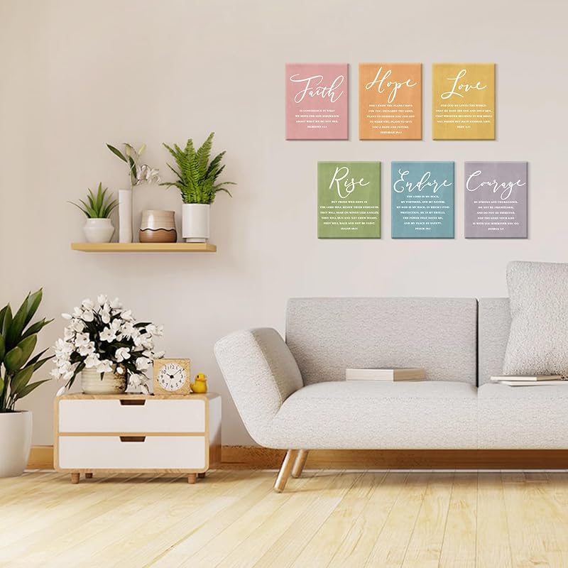 Kit 6 arte pared versículos bíblicos fe amor 20x25cm