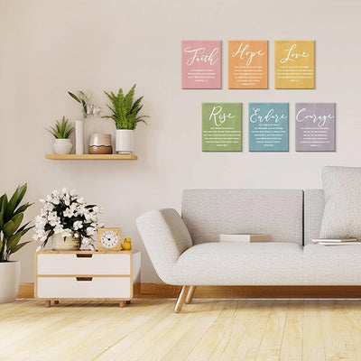Kit 6 arte pared versículos bíblicos fe amor 20x25cm